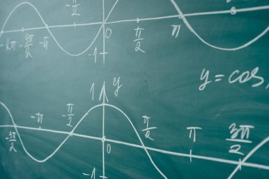Matematik dersine. Sinüs ve kosinüs işlevleri. Tahtaya çizilen grafik grafik