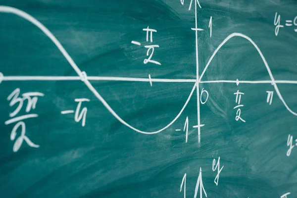 Sine chalkoard matematika trigonometria készült grafikon. — Stock Fotó