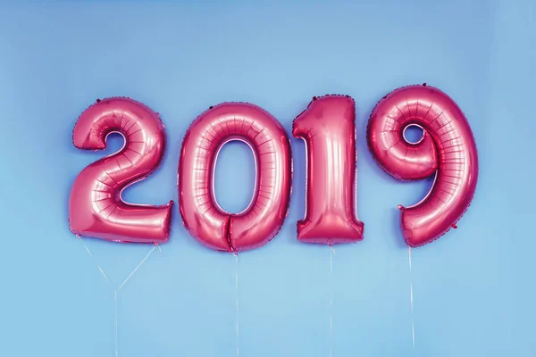 Christmas New Year 2019 numbers balloons. Celebration, holiday. — Stock Photo, Image