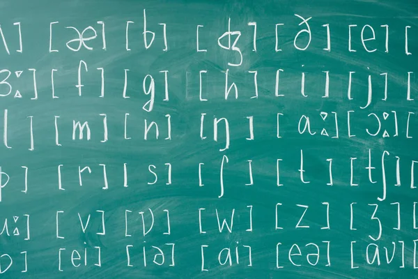 Fonetiska och fonematisk transkription av någon språk engelska klass lektion lära. — Stockfoto