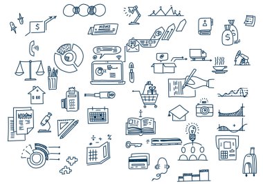 El doodle öğeleri çizmek. İş Finans analytics kazanç.