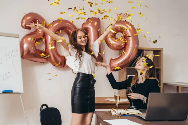 Group of business women having party at office. Xmas, Christmass, New Year. — Stock Photo, Image