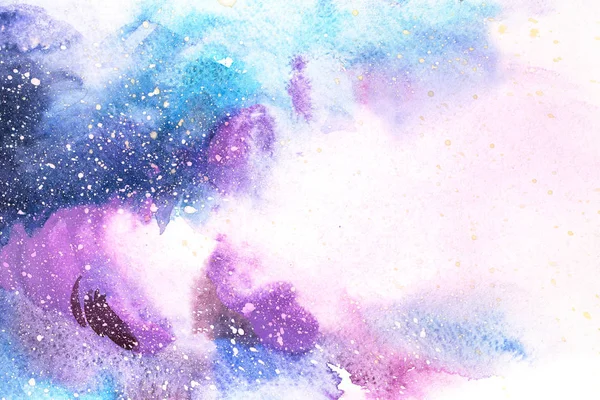 Acquerello blu rosa macchia viola gocciola bolle. Illustrazione astratta ad acquerello . — Foto Stock
