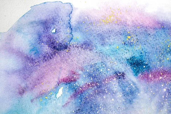 Acquerello blu rosa macchia viola gocciola bolle. Illustrazione astratta ad acquerello . — Foto Stock