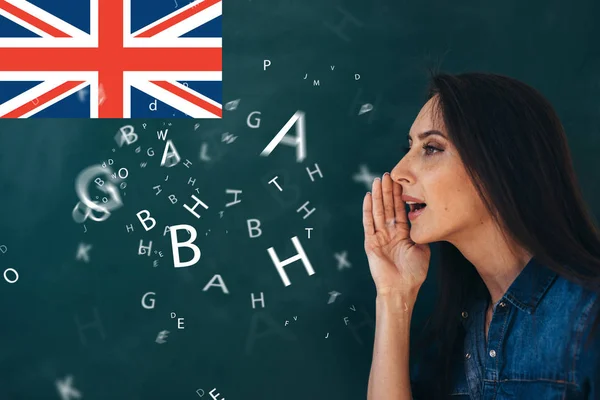 School, English lesson ourse of studying a foreign language. — Stock Photo, Image