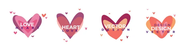 Kreatív piros szív ikon készlet. Valentin-nap jel szimbólum sablon. Lapos kivitel. Szerelmes üdvözlőlap. Stílus tervezés — Stock Vector