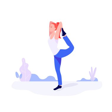 Atletik genç kadın egzersiz, germe, fitness egzersiz yapıyor.