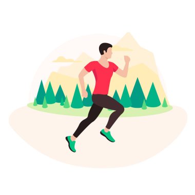 Koşu ve koşu adamı. Hareket halindeki koşucu.