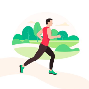 Koşu ve koşu adamı. Hareket halindeki koşucu.