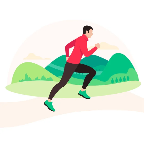 Jogging e running man. Corredor em movimento . — Vetor de Stock