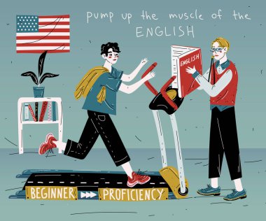 İngilizce öğretmeni bir öğrenciye bireysel olarak ders veriyor. Yabancı dil dersi.