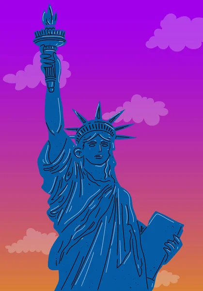Sluiten van het vrijheidsbeeld, New York City. — Stockvector