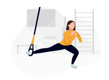 Fit kadın trx vücut ağırlığı egzersizleri yapıyor üzerinde çalışıyor. Fitness gücü eğitim egzersiz.