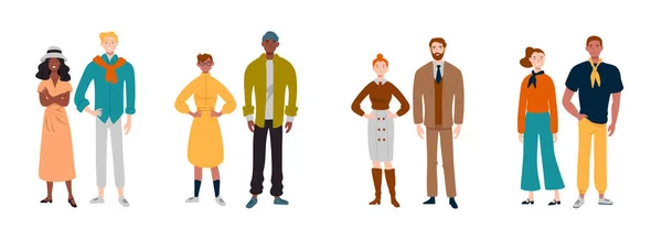 Portrait de personnes multiraciales et diverses. Couples, amis, entreprises, collègues . — Image vectorielle