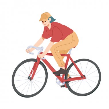 Bisiklet sürme kadın, Bisiklet vektör kız.