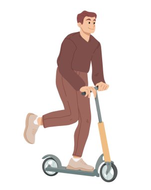 Adam Scooter 'a binmek. Yaz dinlence aktivitesi vector.