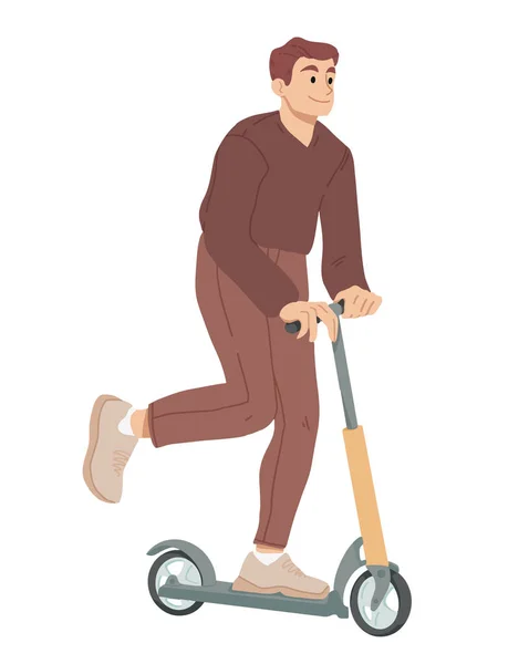 Man ride on scooter. Summer leisure activity Vector. — Stock Vector