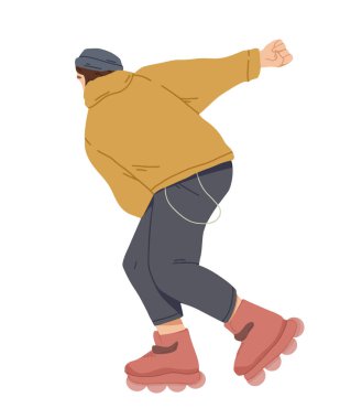 Patenli çocuk gezintisi. Genç adam sürme