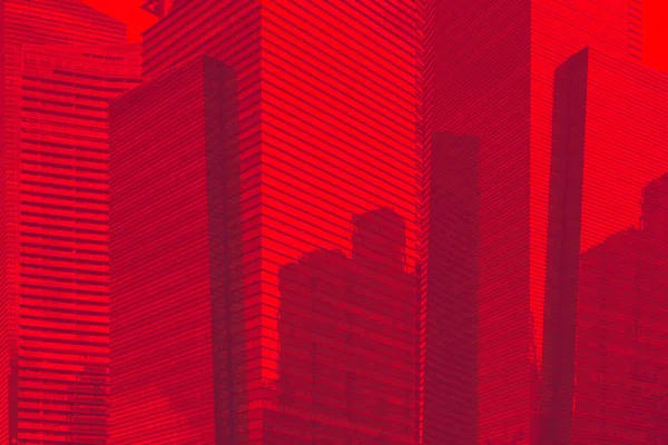 繁華街のビジネス街ブルーガラス超高層ビル 背景パターン。トーン写真 — ストック写真