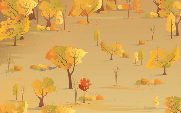 Fondo natural de otoño. Temporada de otoño, follaje amarillo — Vector de stock