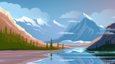 Güzel doğa, doğal manzara. Akşam dağ manzarası