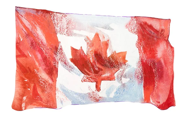 Canada, canadian flag. Hand drawn watercolor illustration — Stock Photo, Image