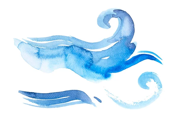 Wasser spritzt blaue Welle welliges Symbol watecolor — Stockfoto