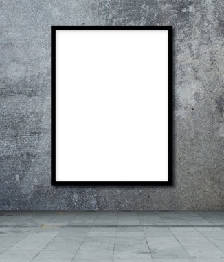 Beton duvardaki resim veya metin için boş çerçeve şablonu