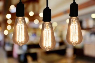 Vintage aydınlatma lambası Restoran Cafe ve işinizi tasarlamak için kopya alanı var.