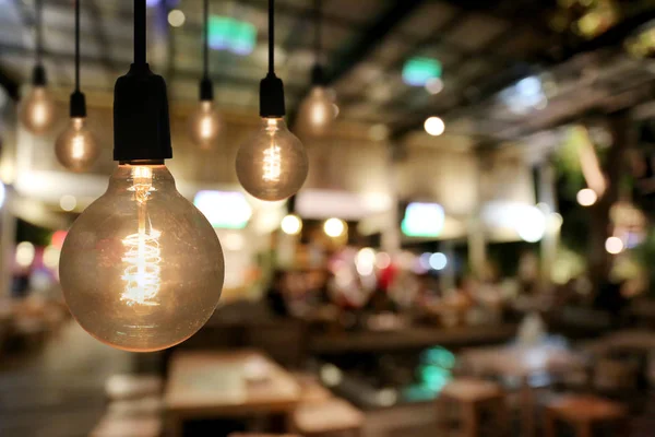 Lâmpadas Vintage Restaurante Conceito Interior Com Luzes — Fotografia de Stock