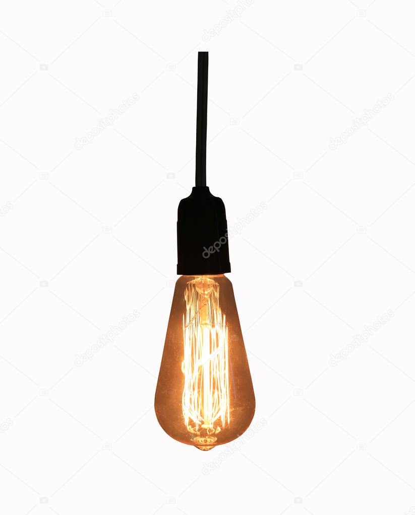 Vintage lamp isolated on white background and have clipping paths function for easy to use design.