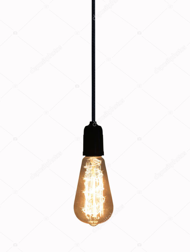 Vintage lamp isolated on white background and have clipping paths function for easy to use design.