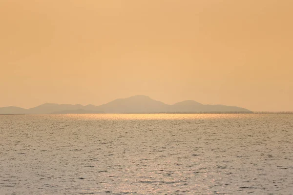 Vistas Isla Tropical Por Noche Con Luz Naranja Del Sol — Foto de Stock