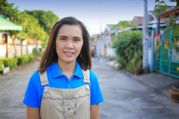 Mãe Grávida Asiática Vestido Azul Para Fotografia Retrato Beleza Para — Fotografia de Stock