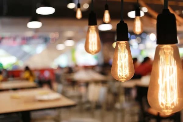 Lámparas Vintage Restaurante Concepto Interior Con Luces — Foto de Stock