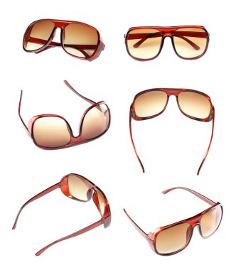 Kadın moda güneş gözlüğü izole üzerinde beyaz arka plan belirleme.