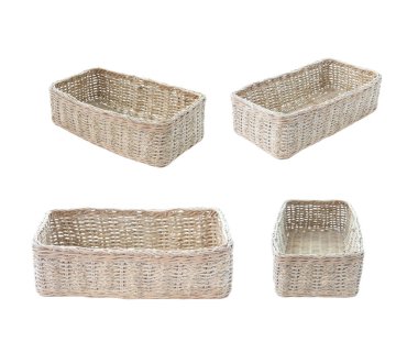 Hasır sepetleri Meydanı'nın üzerinde izole beyaz arka plan belirleme.