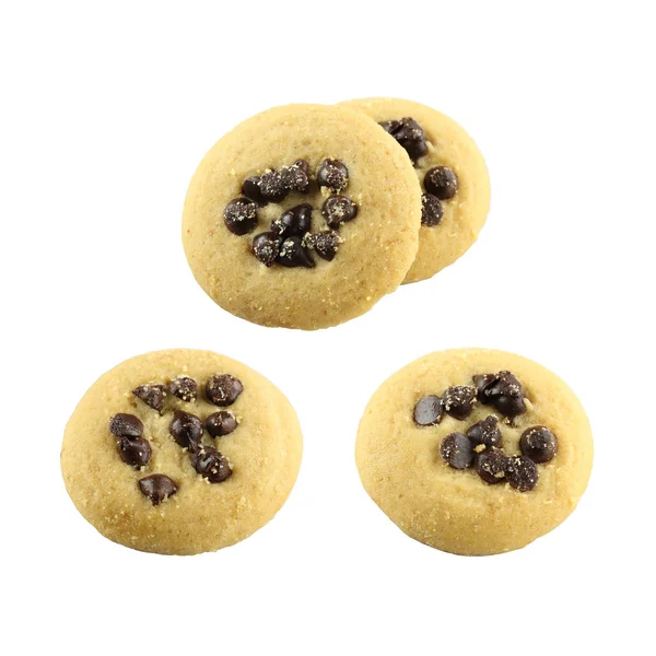 Набір Печива Шоколадних Чіпів Ізольовані Білому Тлі Spot Focus Center — стокове фото