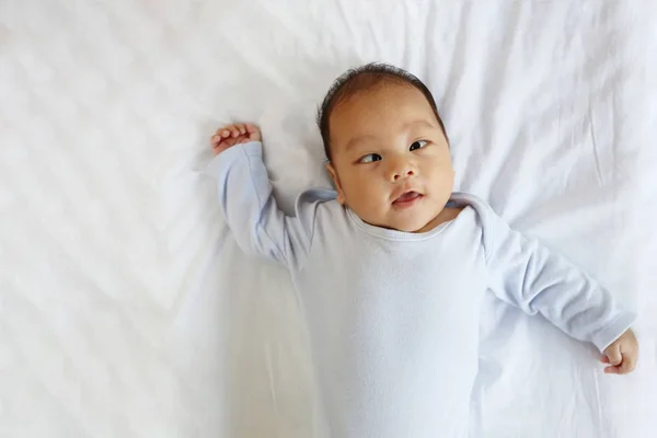 Asian Infant Bed Face Focus Concept Healthy Growth — Stock Photo, Image