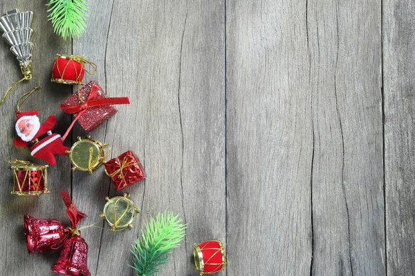 Equipamento Decoração Natal Chão Madeira Tem Espaço Cópia Para Seu — Fotografia de Stock