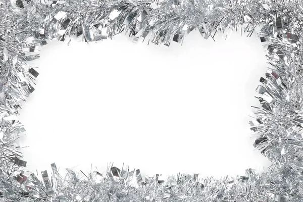 白色背景上的圣诞银色龙丝 并有复制空间来设计在您的工作概念 — 图库照片