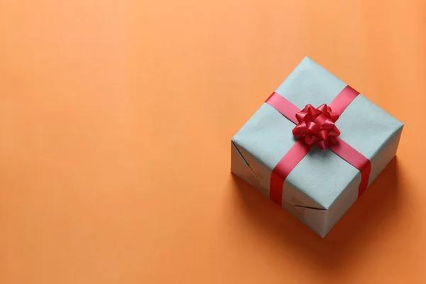Bruine Doos Van Gift Van Kerstmis Geplaatst Een Vloer Van — Stockfoto