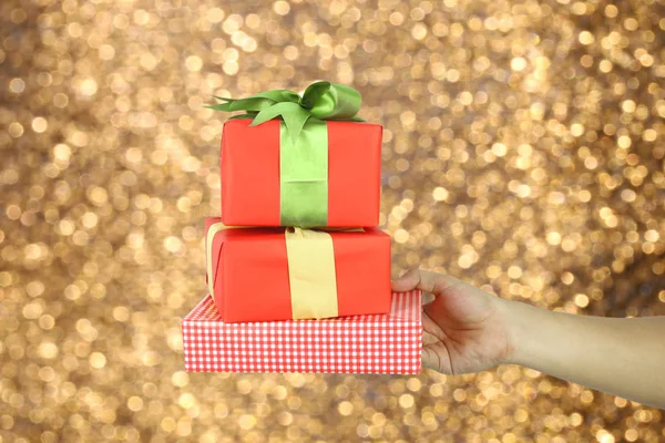 Red Gift Box Voor Klaar Voor Kerst Concept Met Gouden — Stockfoto