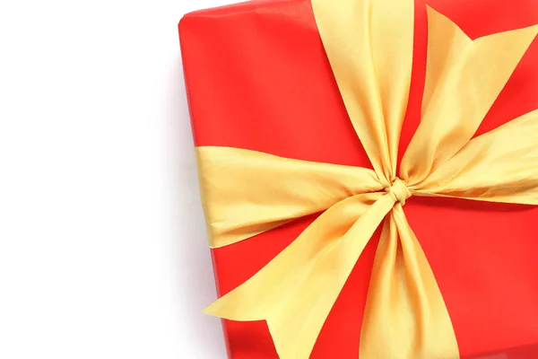 Κόκκινο Κουτί Δώρου Των Χριστουγέννων Διακόσμηση Λευκό Φόντο Αντίγραφο Χώρου — Φωτογραφία Αρχείου