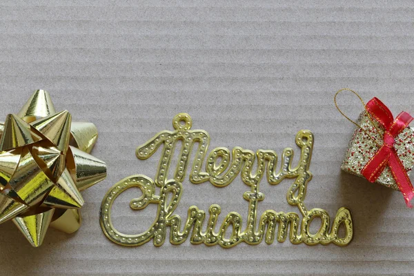 Cartas Natal Ouro Papelão Marrom Ter Espaço Cópia Para Design — Fotografia de Stock