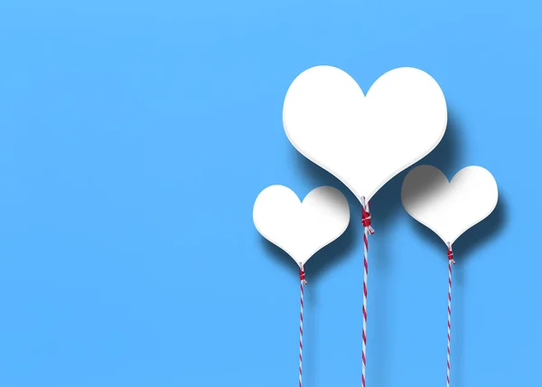 バレンタインの日の概念の青紙の背景に白いハート — ストック写真