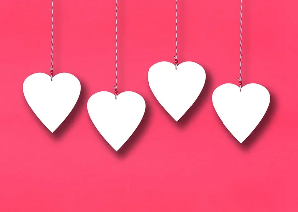 Белые Сердца Бумажном Фоне Концепции Любви Дня Святого Валентина — стоковое фото