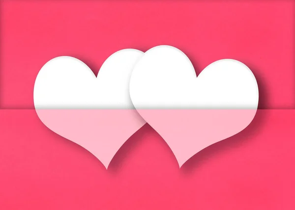 White Hearts Red Paper Background Concept Love Valentine Day — Stock Photo, Image