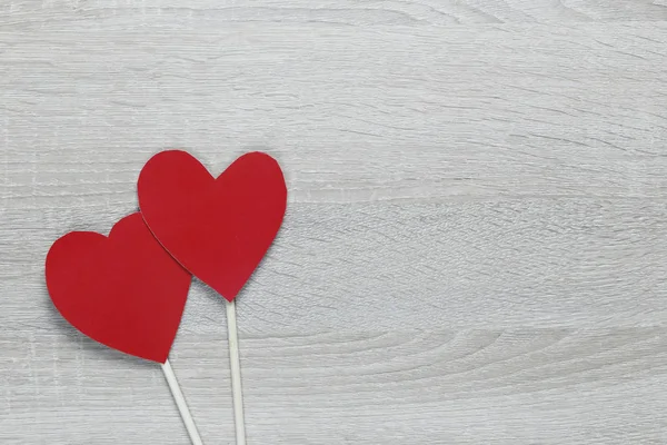 Red Heart Papieru Drewnianej Podłodze Mieć Miejsce Projekt Miłości Lub — Zdjęcie stockowe