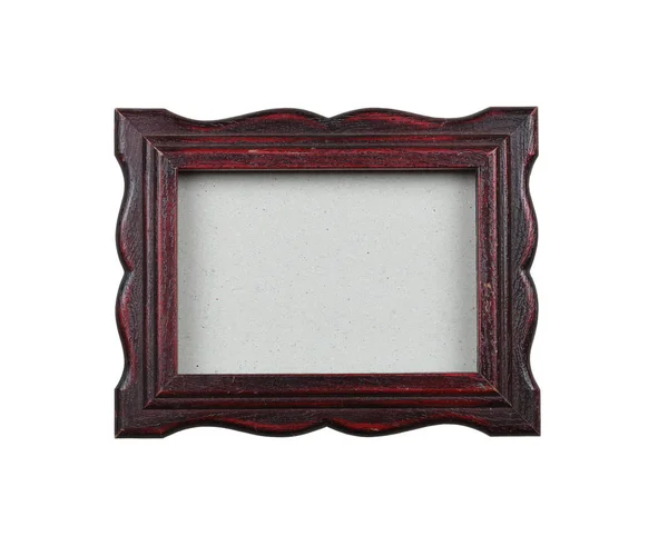 Oude houten foto frame leeg geïsoleerd op witte achtergrond. — Stockfoto